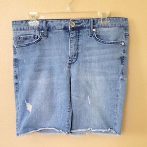 Seven7 Womens Medium Wash Distressed Cutoff Denim Shorts - Size 10